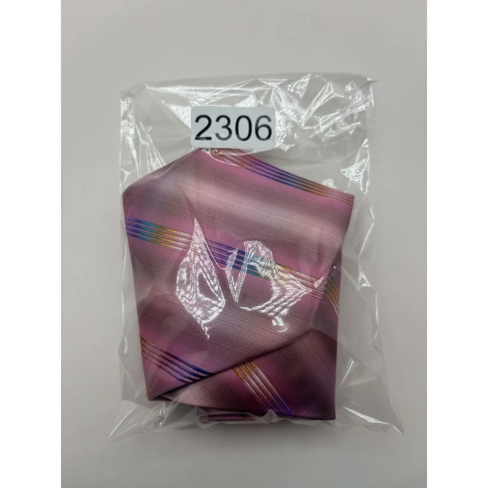 Carlo Palazzi Studio Mens Silk Tie Pink Ombre Rainbow Diagonal Stripe USA Made